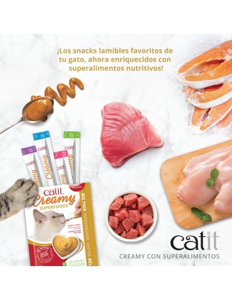 Snacks para Gato CATIT Creamy HAGEN Superfood Multipack 8 x 10gr